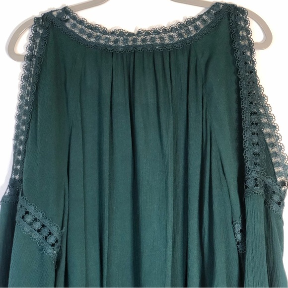 Valerie Stevens Emerald Green Cold Shoulder Peasant Blouse - Picture 10 of 12